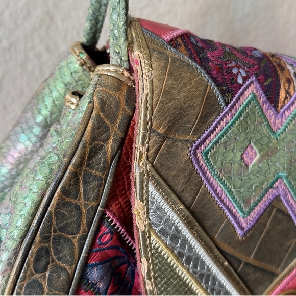 NWT 90s Vibrant Pink and Purple Crossbody Bag with Bohemian Flair patchwork - Picture 5 of 13